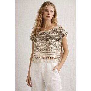 Denim & Supply Ralph Lauren Boho Fringe Embroidered Cotton Crop Top S
